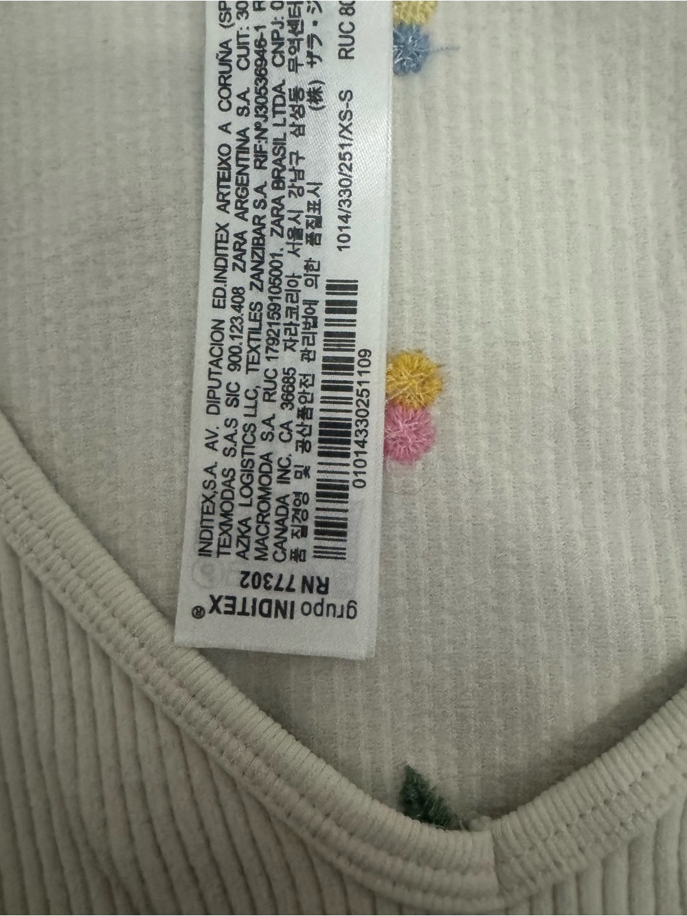 Zara embroidered ribbed knit crop top Style 1014/330 - Picture 5 of 5